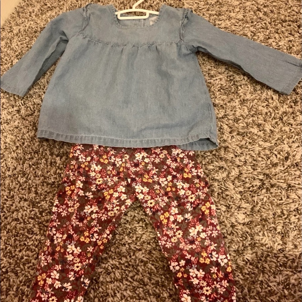 Carters Chambray top and leggings set 18 months